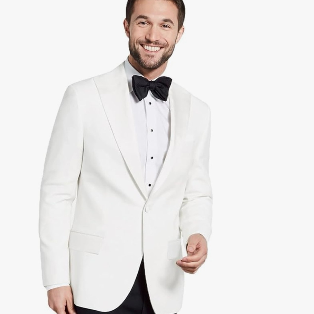 White Tuxedo Jacket with Shawl Collar and Slim Fit